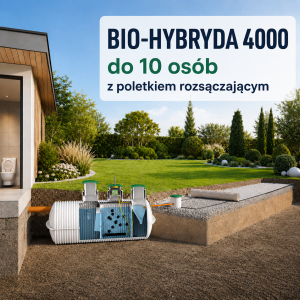 Oczyszczalnia przydomowa BIO-HYBRYDA 4000 z poletkiem rozsączającym